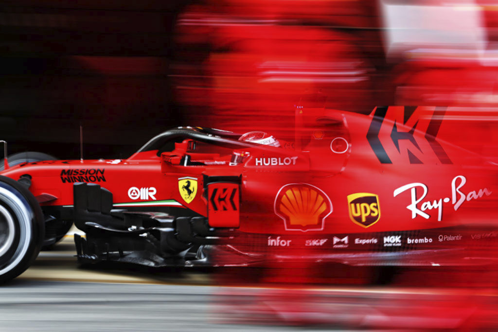 Charles Leclerc – Ferrari SF1000 a un pit stop. 28.02.2020. Formula 1 testing, Barcelona, Spagna.