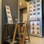 Installazione della mostra "Aqua" e porta camera oscura con schede del SienaOro per la CCIAA di Siena e copertina del VHS del Cibus 1991 per l'Associazione degli Industriali di Siena